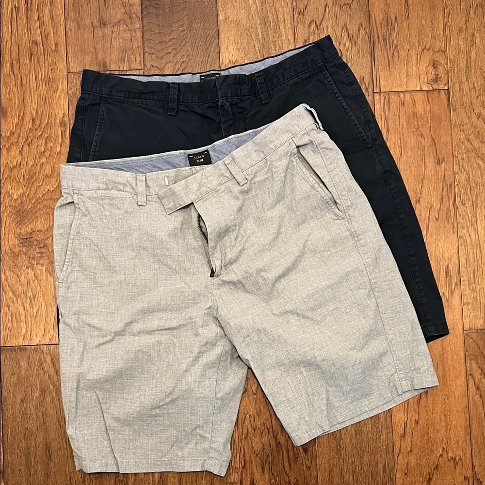 J. Crew Factory Men's Black and Gray Flat Front Shorts